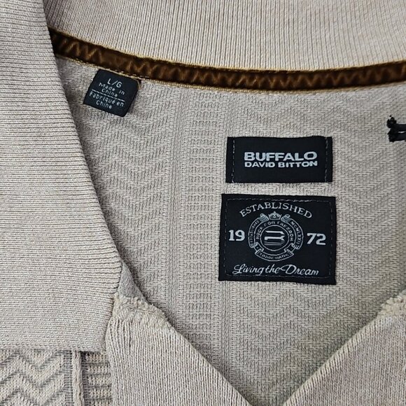 Buffalo David Bitton Men's Button-Up Sweater Men's L Jute Brown Textured NWT - Picture 6 of 14